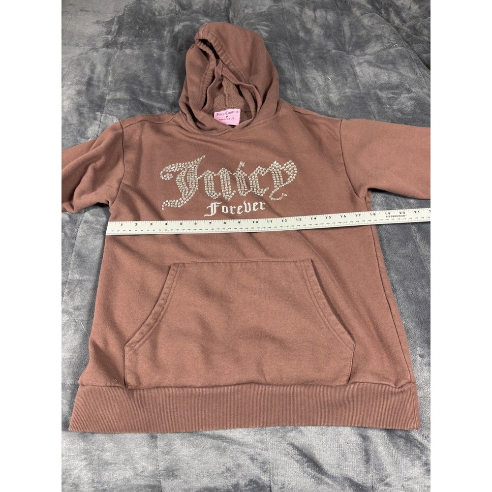 Juicy Couture Forever 21 Brown Rhinestone Hoodie Pullover Y2K Size S 5483‎ - Picture 4 of 7